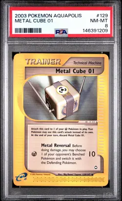 2003 POKEMON AQUAPOLIS #129 METAL CUBE 01 PSA 8 - Image 1