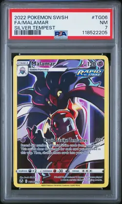 2022 POKEMON SWORD & SHIELD SILVER TEMPEST #TG06 FULL ART/MALAMAR PSA 7 - Image 1