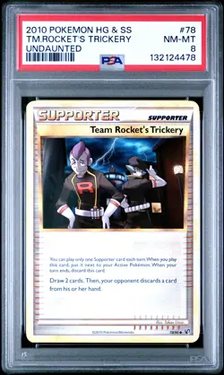 2010 POKEMON HEARTGOLD & SOULSILVER UNDAUNTED #78 TEAM ROCKET'S TRICKERY PSA 8 - Image 1