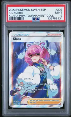 2023 POKEMON SWSH BLACK STAR PROMO #302 FULL ART/KLARA PSA 9 - Image 1