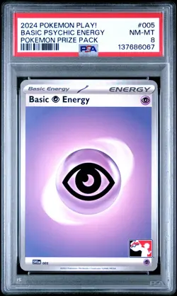 2024 POKEMON PLAY! POKEMON PRIZE PACK #005 BASIC PSYCHIC ENERGY PSA 8 - Image 1