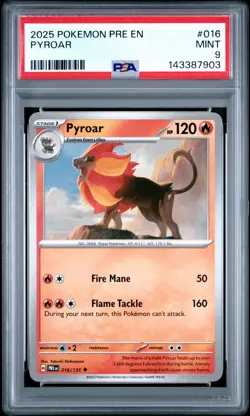 2025 POKEMON PRE EN-PRISMATIC EVOLUTIONS #016 PYROAR PSA 9 - Image 1