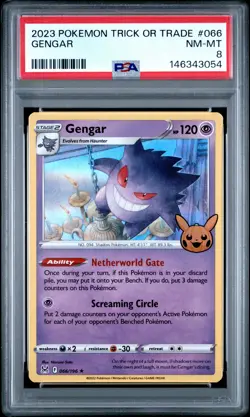 2023 POKEMON TRICK OR TRADE #066 GENGAR PSA 8 - Image 1