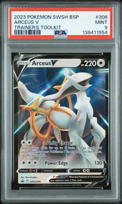 2023 POKEMON SWSH BLACK STAR PROMO TRAINER'S TOOLKIT #306 ARCEUS V PSA 9 - Image 1