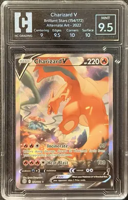TCG Pokemon Charizard V Alt Art Brilliant Stars 154/172 HCG 9.5 🤯 - Image 1