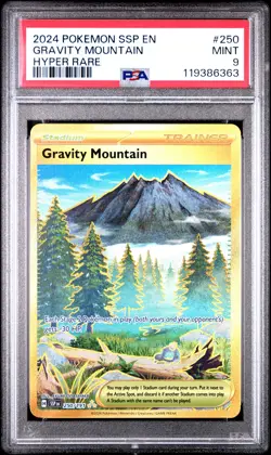 2024 POKEMON SSP EN-SURGING SPARKS HYPER RARE #250 GRAVITY MOUNTAIN PSA 9 - Image 1