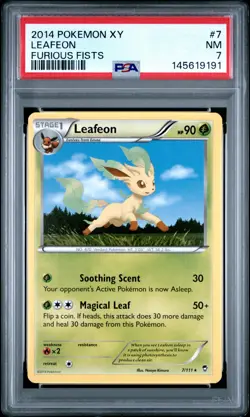 2014 POKEMON XY FURIOUS FISTS #7 LEAFEON PSA 7 - Image 1