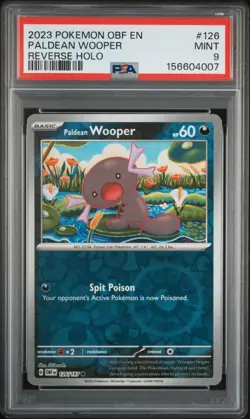 2023 POKEMON OBF EN-OBSIDIAN FLAMES REVERSE HOLO #126 PALDEAN WOOPER PSA 9 - Image 1