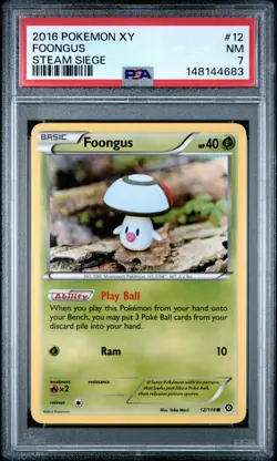 2016 POKEMON XY STEAM SIEGE #12 FOONGUS PSA 7 - Image 1