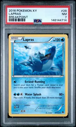 2016 POKEMON XY BREAKPOINT #28 LAPRAS PSA 7 - Image 1