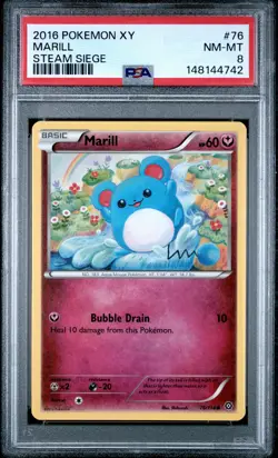 2016 POKEMON XY STEAM SIEGE #76 MARILL PSA 8 - Image 1