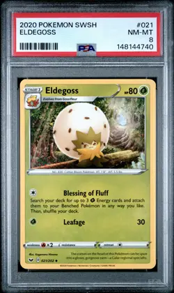2020 POKEMON SWORD & SHIELD #021 ELDEGOSS PSA 8 - Image 1