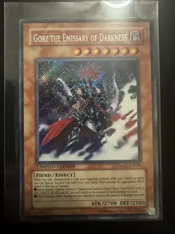 Yugioh Gorz the Emissary of Darkness DLG1-EN000 Secret Rare Limited Edition NM - Image 1