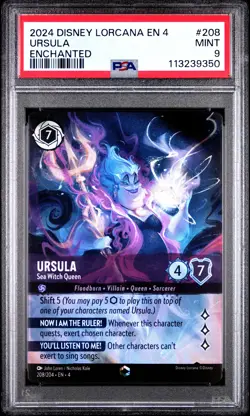 2024 DISNEY LORCANA EN 4-URSULA'S RETURN #208 URSULA - SEA WITCH QUEEN PSA 9 - Image 1