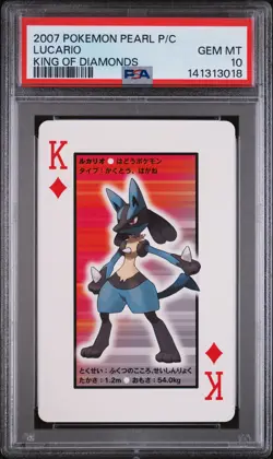 2007 POKEMON PEARL VERSION PLAYING CARDS KING OF DIAMONDS LUCARIO PSA 10 - Image 1