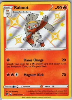 Raboot SV016/SV122 Shining Fates: Shiny Vault - Pokemon Card - NM - Image 1