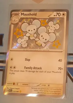 Pokemon TCG Maushold Shiny Card 210/091 SV Paldean Fates NM Shiny Rare - Image 1
