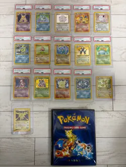 Pokemon TCG English Base Set Complete 102/102 with PSA Holo Cards - Image 1