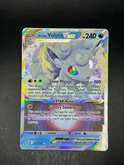 Alolan Vulpix VSTAR 034/195 Holo VSTAR Rare Silver Tempest Pokemon Near Mint EN - Image 1