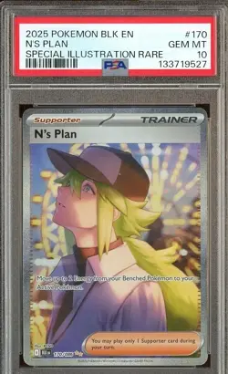 2025 Pokemon BLK EN Special Illustration Rare #170 N's Plan PSA 10 GEM MINT - Image 1