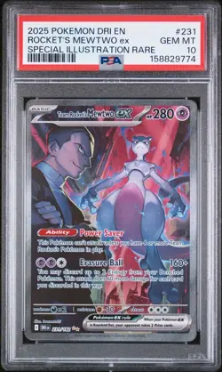 2025 POKEMON DRI EN-DESTINED RIVALS #231 TEAM ROCKET'S MEWTWO EX PSA 10 - Image 1