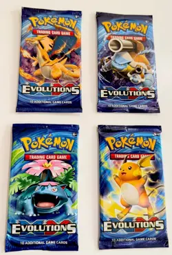 Pokemon TCG XY Evolution 4x Booster packs - COMPLETE ART SET - FACTORY SEALED - Image 1