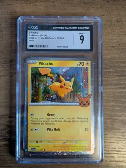 2024 POKEMON Pikachu 018/091 Trick or Trade Booster Holo CGC Graded Mint 9 - Image 1