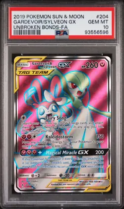 2019 POKEMON SUN & MOON UNBROKEN BONDS FULL ART/GARDEVOIR & SYLVEON GX PSA 10 - Image 1