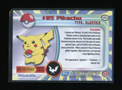 1999 Topps Pokemon PIKACHU #25 1st First Printing Blue Logo SILVER FOIL HOLO - Image 2