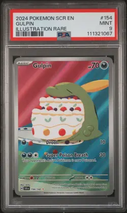 2024 POKEMON SCR EN-STELLAR CROWN ILLUSTRATION RARE #154 GULPIN PSA 9 - Image 1