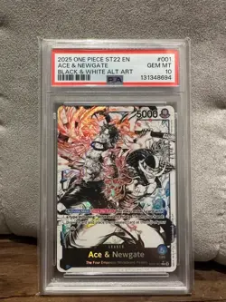 One Piece St22-001 English Ace & Newgate Black White Art PSA 10 - Image 1