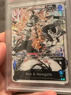 One Piece St22-001 English Ace & Newgate Black White Art PSA 10 - Image 5