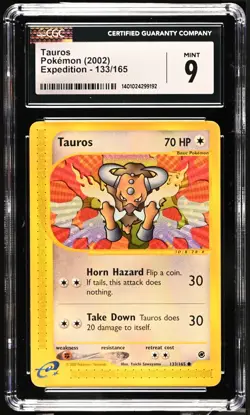 CGC 9 Tauros Non-Holo Expedition 133/165 Pokemon 2002 MINT - Image 1