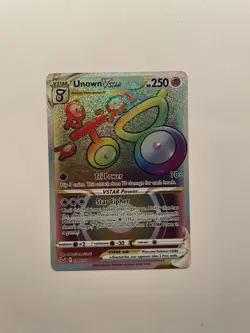 Unown VSTAR 199/195 Rainbow Secret Rare Silver Tempest Pokemon - Image 1