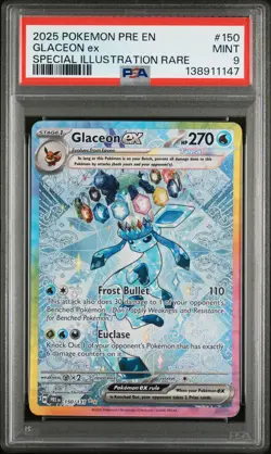 2025 POKEMON PRE EN-PRISMATIC EVOLUTIONS #150 GLACEON EX PSA 9 - Image 1