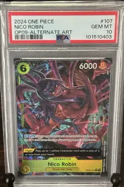 Namco One Piece CCG Nico Robin OP09-107 Emperors Alt Art Foil Eng PSA 10 - Image 1