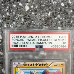 2015 Japanese Xy Promor Poncho Wearing Pikachu #203 PSA 10 Pikachu Mega Campaign - Image 3