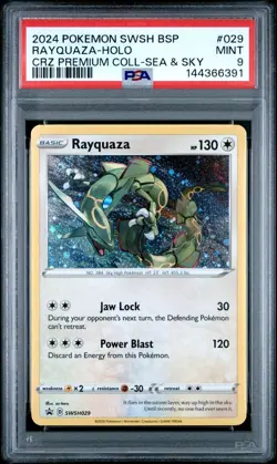 2024 Pokemon SWSH Black Star Promo #029 Rayquaza Cosmos Holo - Sea & Sky - PSA 9 - Image 1