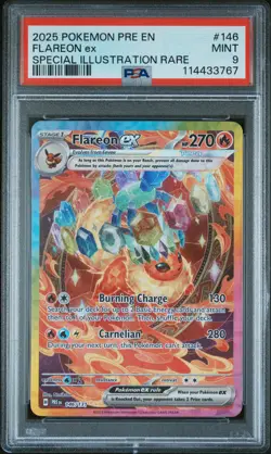 2025 Pokemon Pre EN-Prismatic Evolutions Flareon EX #146 Special Rare PSA 9 - Image 1