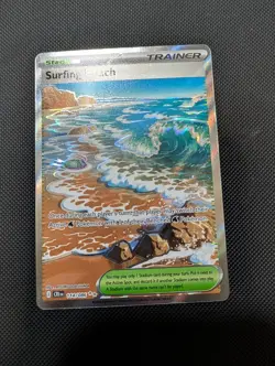 Surfing Beach Full Art 114/086 Me04: Chaos Rising Holo NM - Image 1