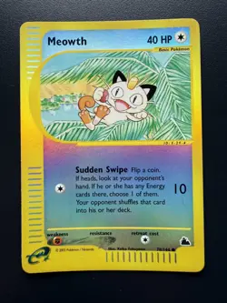 Meowth 78/144 Reverse Holo Pokemon Card Skyridge Set - Image 1