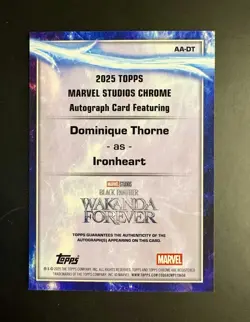2025 Topps Chrome Marvel Studios Dominique Thorne As Ironheart Auto Gold Ref /50 - Image 2