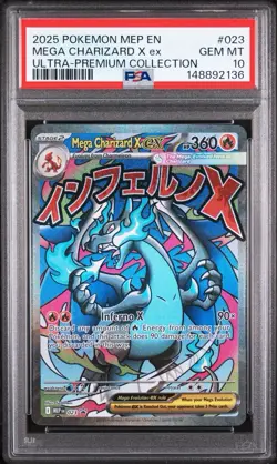 2025 POKEMON MEP EN-ME BLACK STAR PROMO #023 MEGA CHARIZARD X EX PSA 10 - Image 1