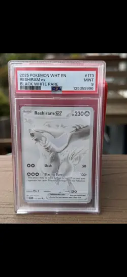 2025 POKEMON WHT EN-WHITE FLARE BLACK WHITE RARE #173 RESHIRAM EX PSA 9 - Image 1