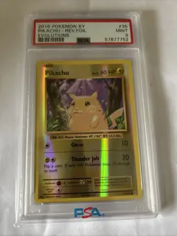 2016 Pokemon XY Evolutions Pikachu Reverse Foil Card #35 PSA 9 Mint - Image 1