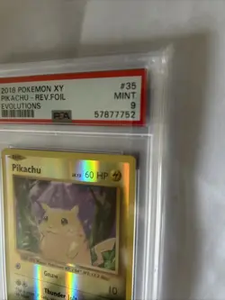 2016 Pokemon XY Evolutions Pikachu Reverse Foil Card #35 PSA 9 Mint - Image 3