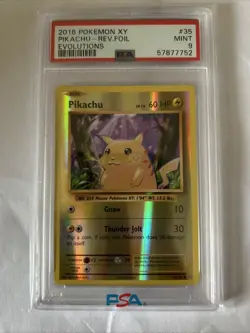 2016 Pokemon XY Evolutions Pikachu Reverse Foil Card #35 PSA 9 Mint - Image 5