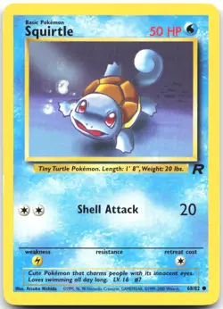 Squirtle 68/82 Common Team Rocket Pokemon Unlimited Moderately Played - Image 1