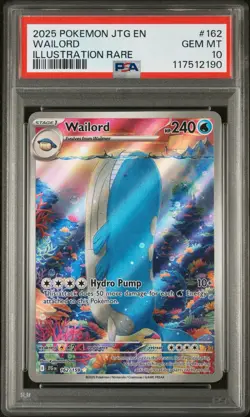 2025 POKEMON JTG EN-JOURNEY TOGETHER ILLUSTRATION RARE #162 WAILORD PSA 10 - Image 1