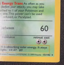 1999 Base Shadowless VENUSAUR 15/102 Holo Rare Pokemon Set SQ MISCUT CORNER Card - Image 2